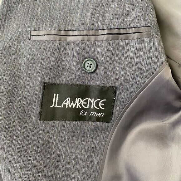 J Lawrence for men 44R 2 piece 100% wool suit 38/32 pants grey w/pin stripe - Picture 8 of 15